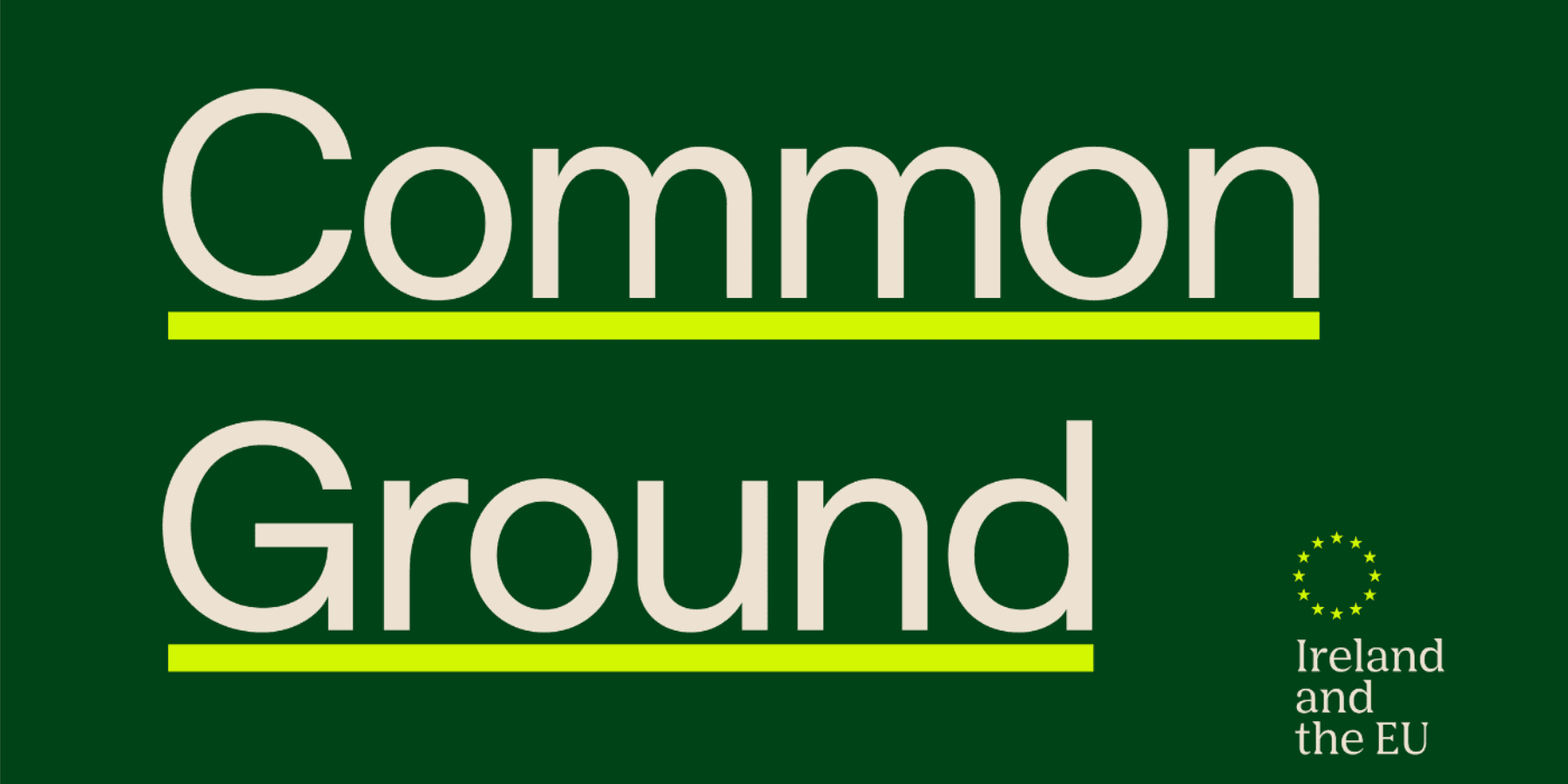Common Ground bold green and black large typographic event poster
