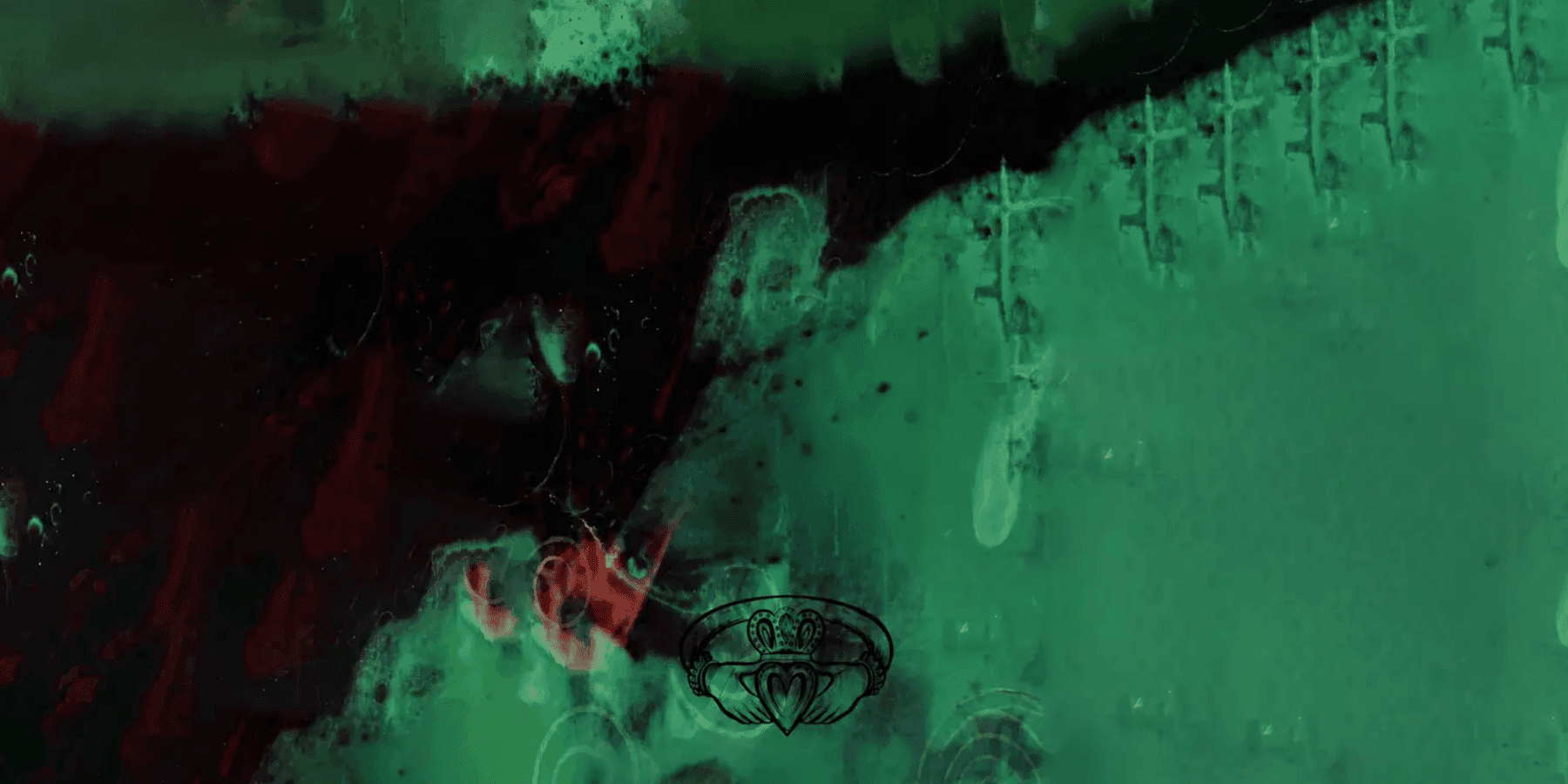 An Bothar Abhaile abstract dark green painted textured artwork