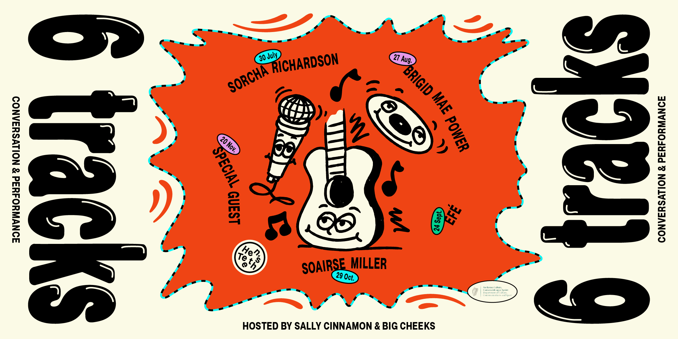 Hot Tracks music series colourful illustrated event poster