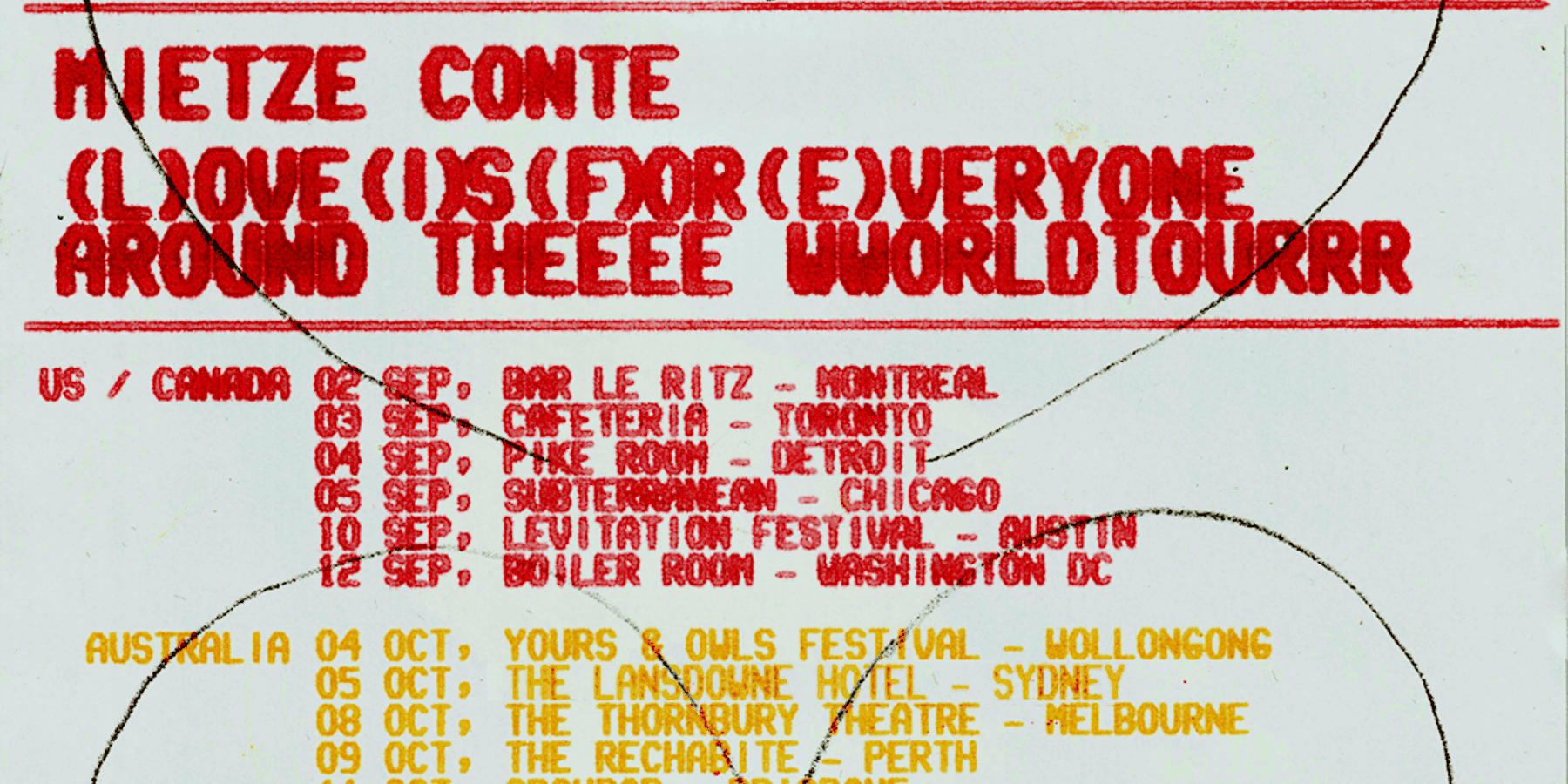 Mietze Conte international tour poster with venue listings