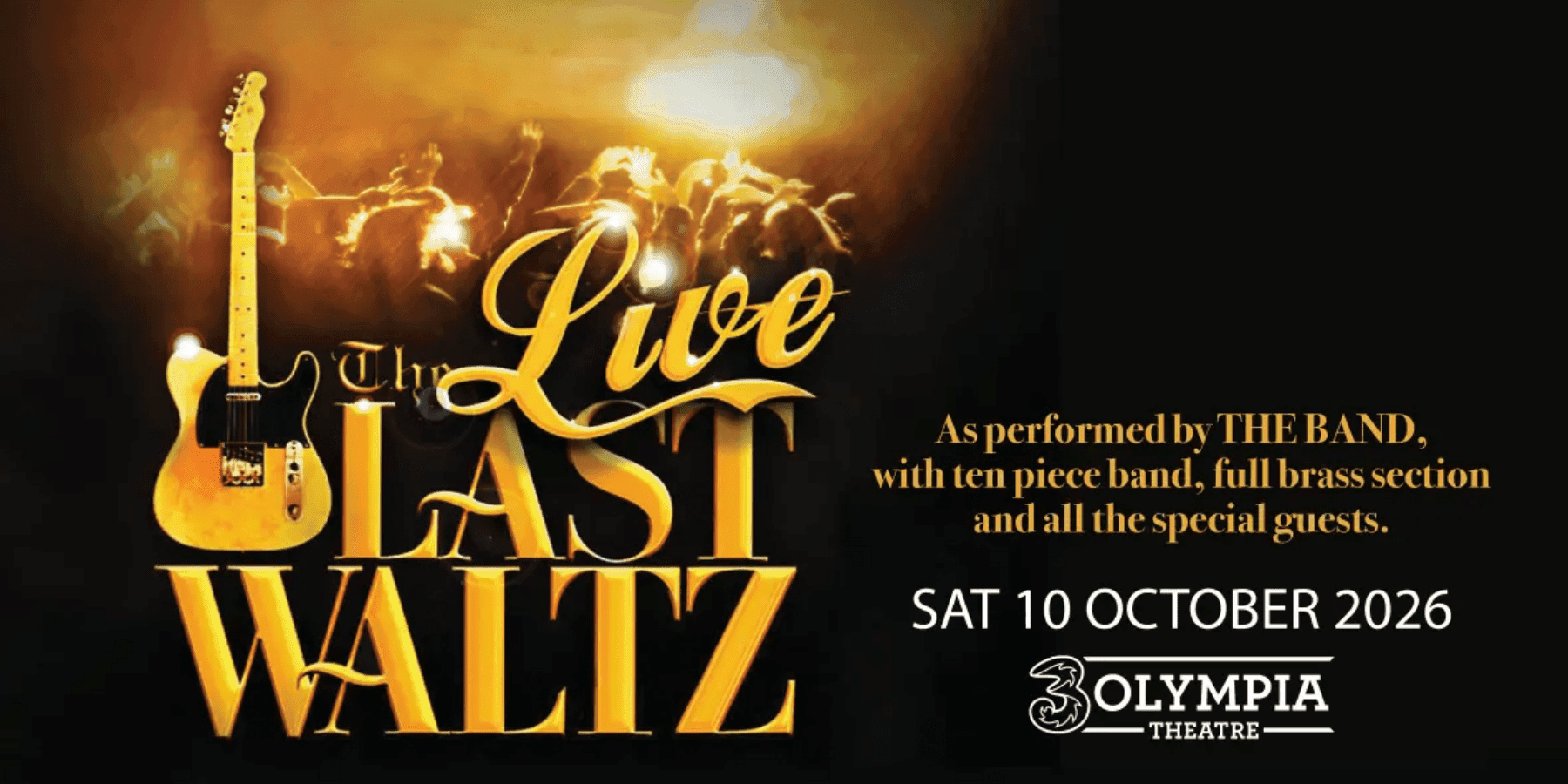 The Last Live Waltz gold typography live music event poster on dark background