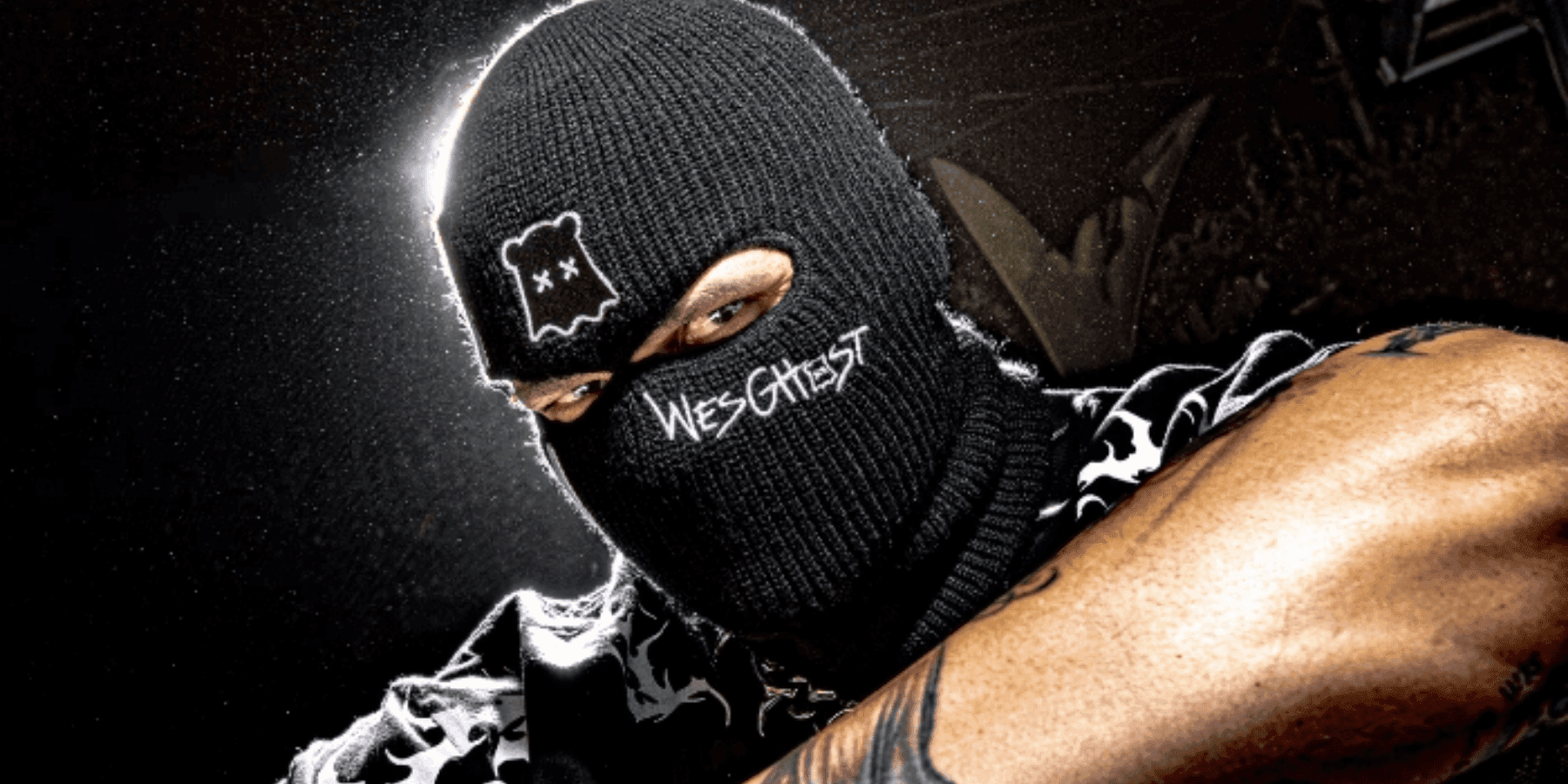 Wesghost masked performer in black balaclava portrait